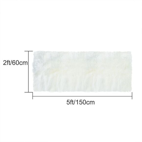 Soft Faux Fur Rug Indoor Fluffy Area Rugs Rectangle Floor Mat 2 x 5ft Snow White - Picture 5 of 6